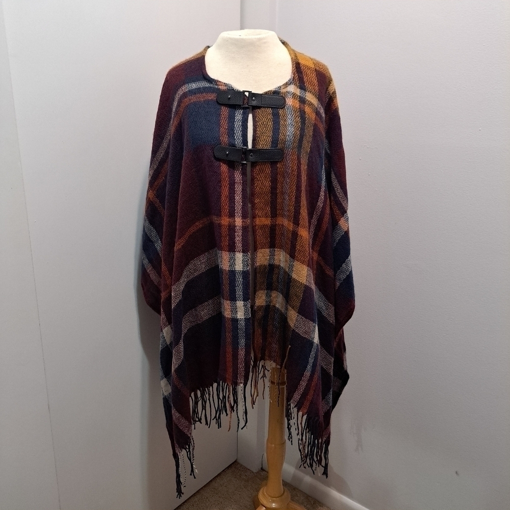 MIXIT Plaid Poncho Shrug NWT